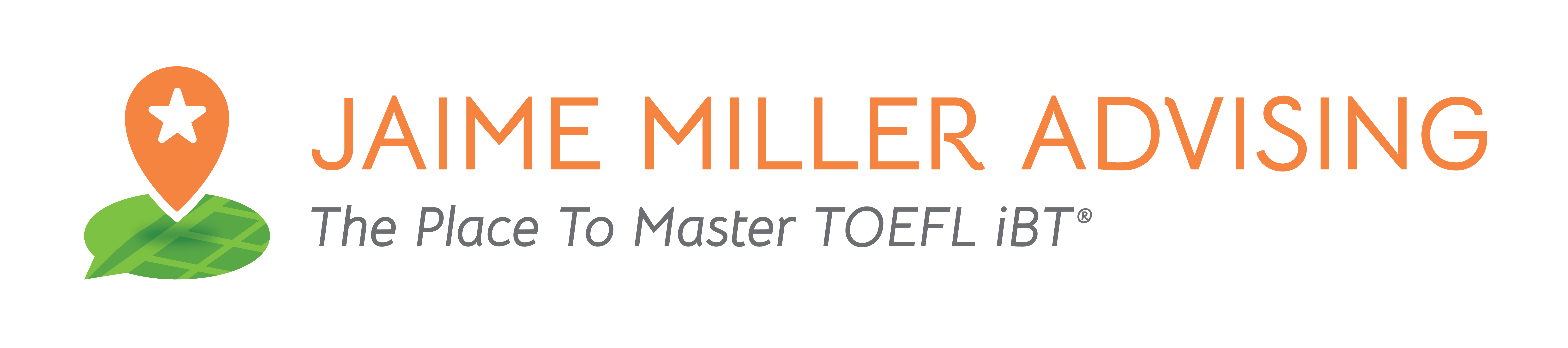 logo: Jaime Miller Advising, The Place to Master TOEFL iBT